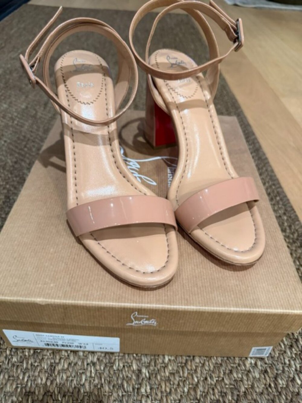 Miss Sabina Patent Nude Christian Louboutin Block Heel
